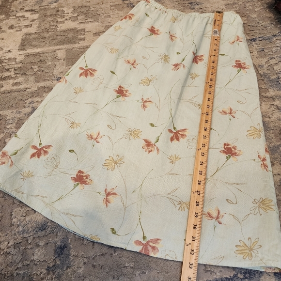 Coldwater Creek 100% linen Pull On floral maxi skirt pockets size small petite - Picture 5 of 14